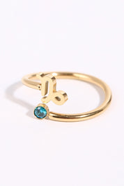 Minimalist Zodiac Gemstone 18K Gold-Plated Bypass Ring