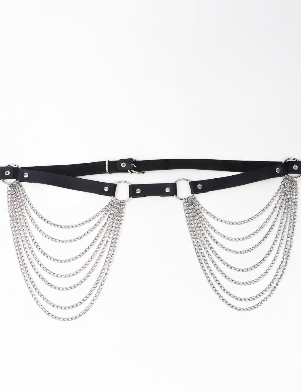 Nikki Faux Leather Muti-Strand Chain Belt