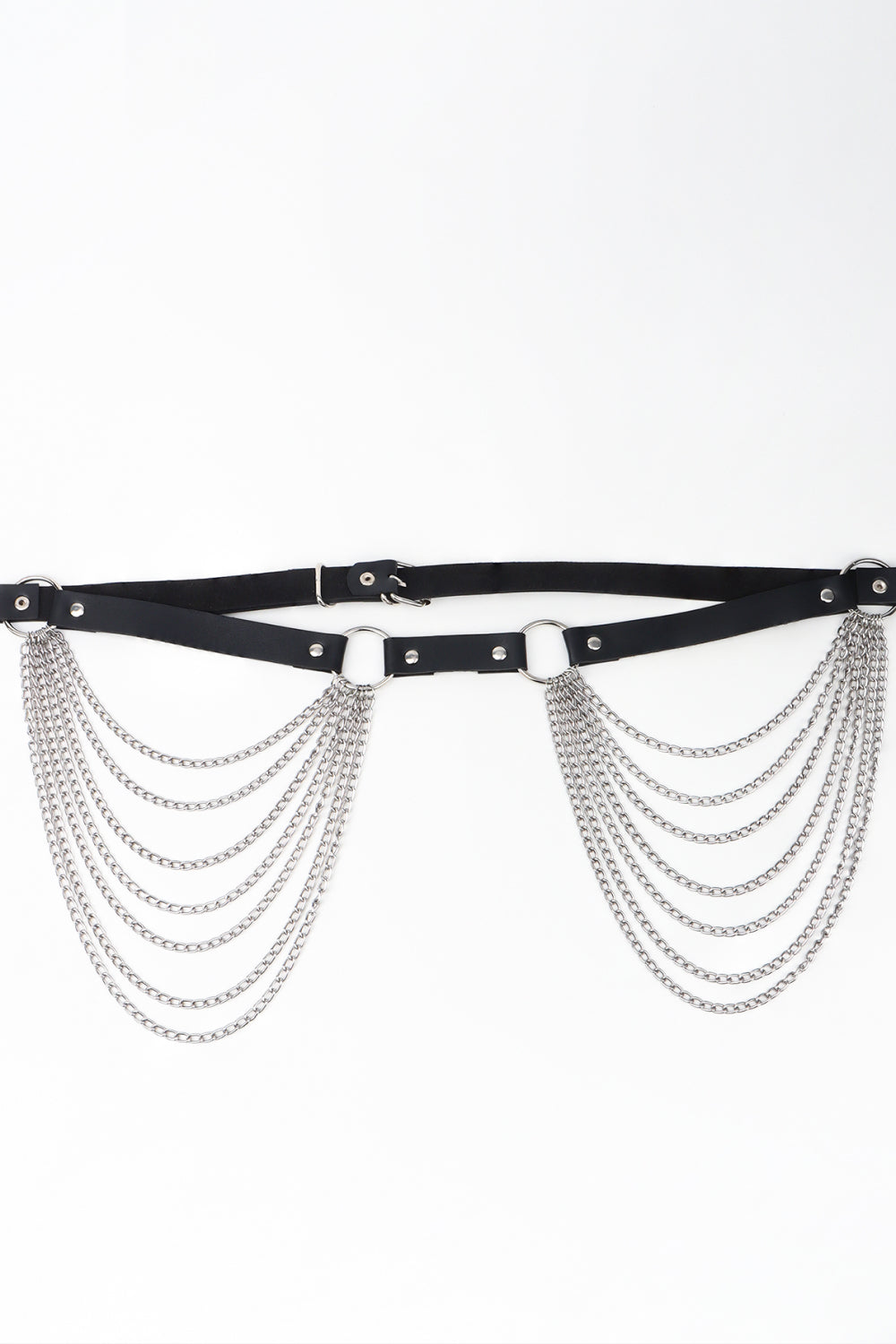 Nikki Faux Leather Muti-Strand Chain Belt