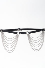Nikki Faux Leather Muti-Strand Chain Belt
