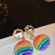 Rainbow Crystal Bead Earrings