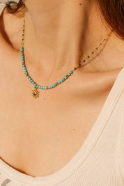 Golden Sun Turquoise Pendant Necklace