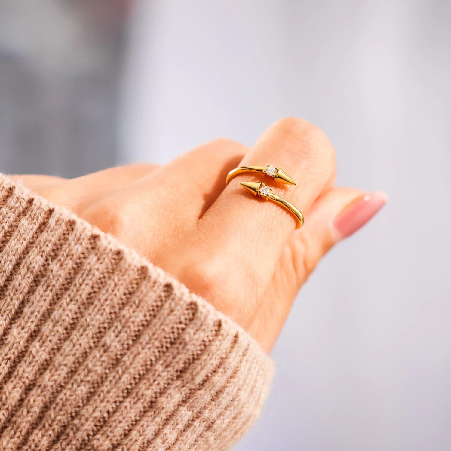 Both Ways Gold-plated 925 Sterling Silver Bypass Ring