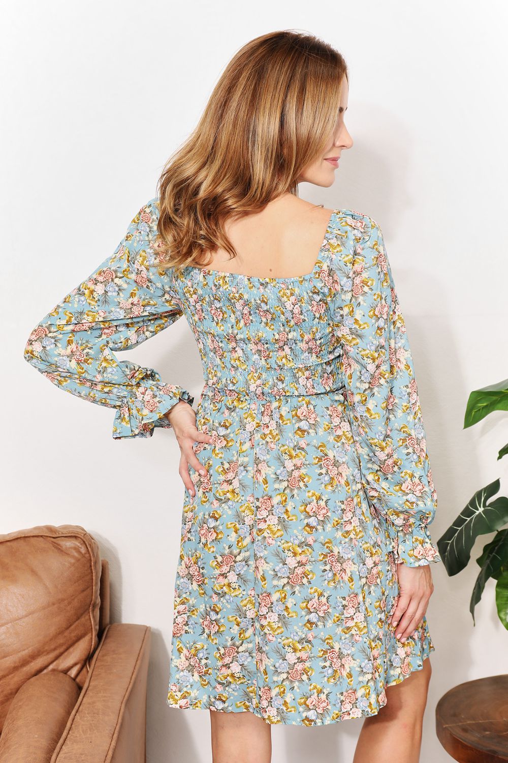 Ashley Floral Square Neck Dress