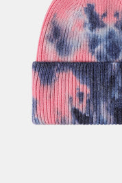 Bi-Color Tie-Dye Cuffed Rib-Knit Beanie
