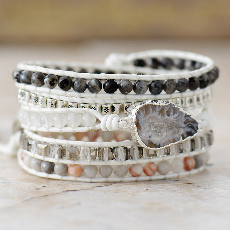 Spirit Agate & Natural Stone Wrap Bracelet