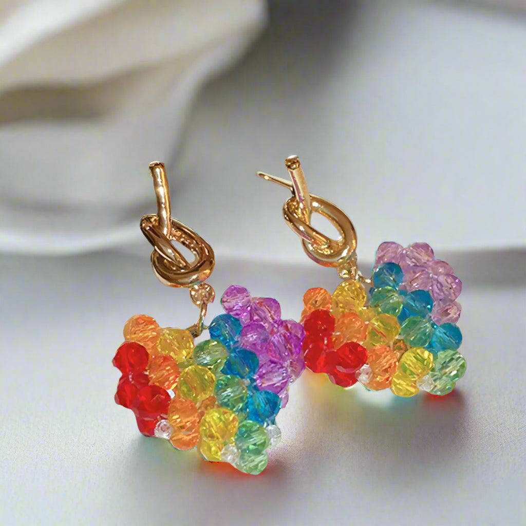 Rainbow Crystal Bead Earrings