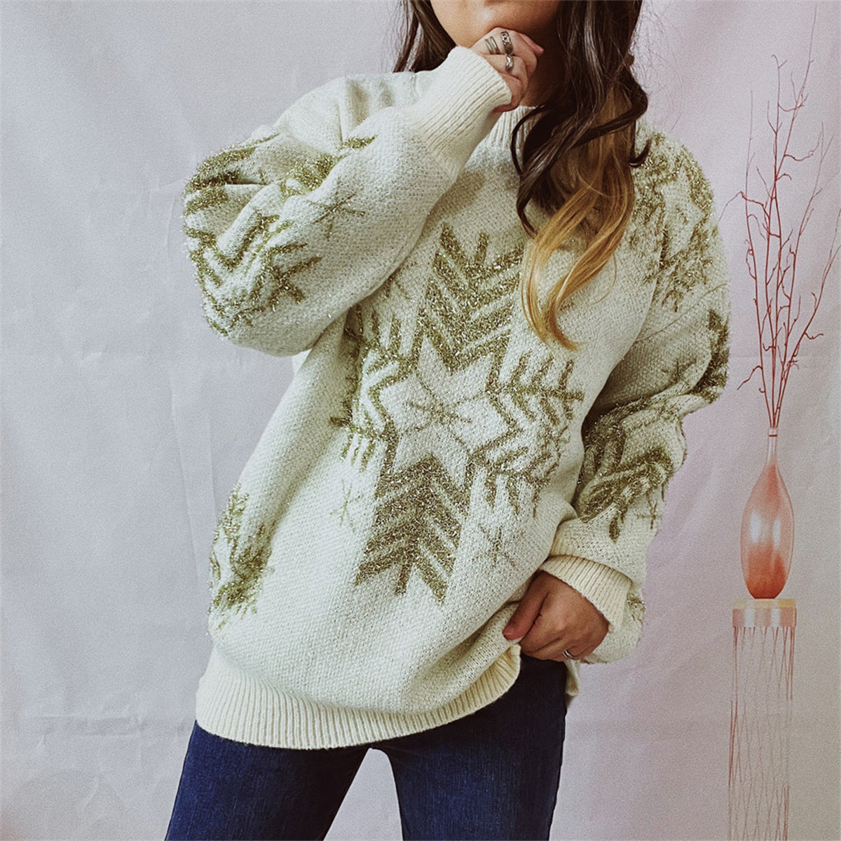 Yulia Oversized Snowflake Sweater