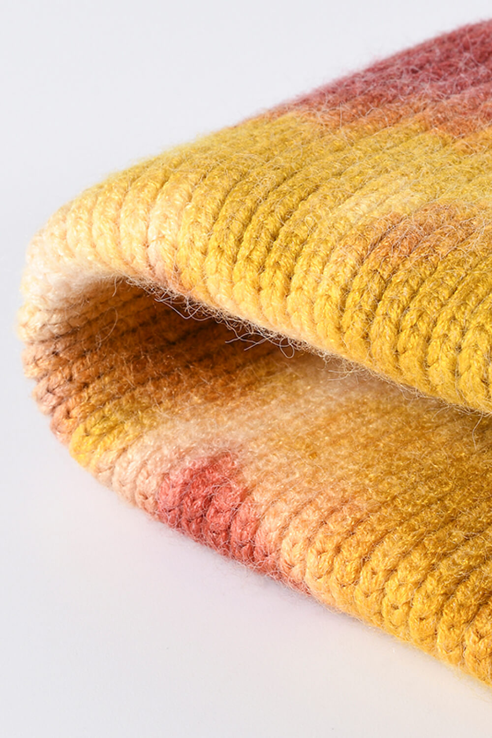 Bi-Color Tie-Dye Cuffed Rib-Knit Beanie