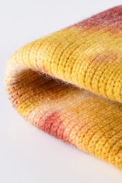 Bi-Color Tie-Dye Cuffed Rib-Knit Beanie