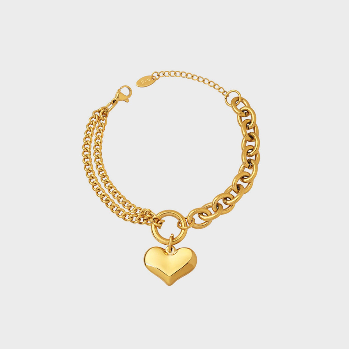 Half & Half Chunky Heart Bracelet