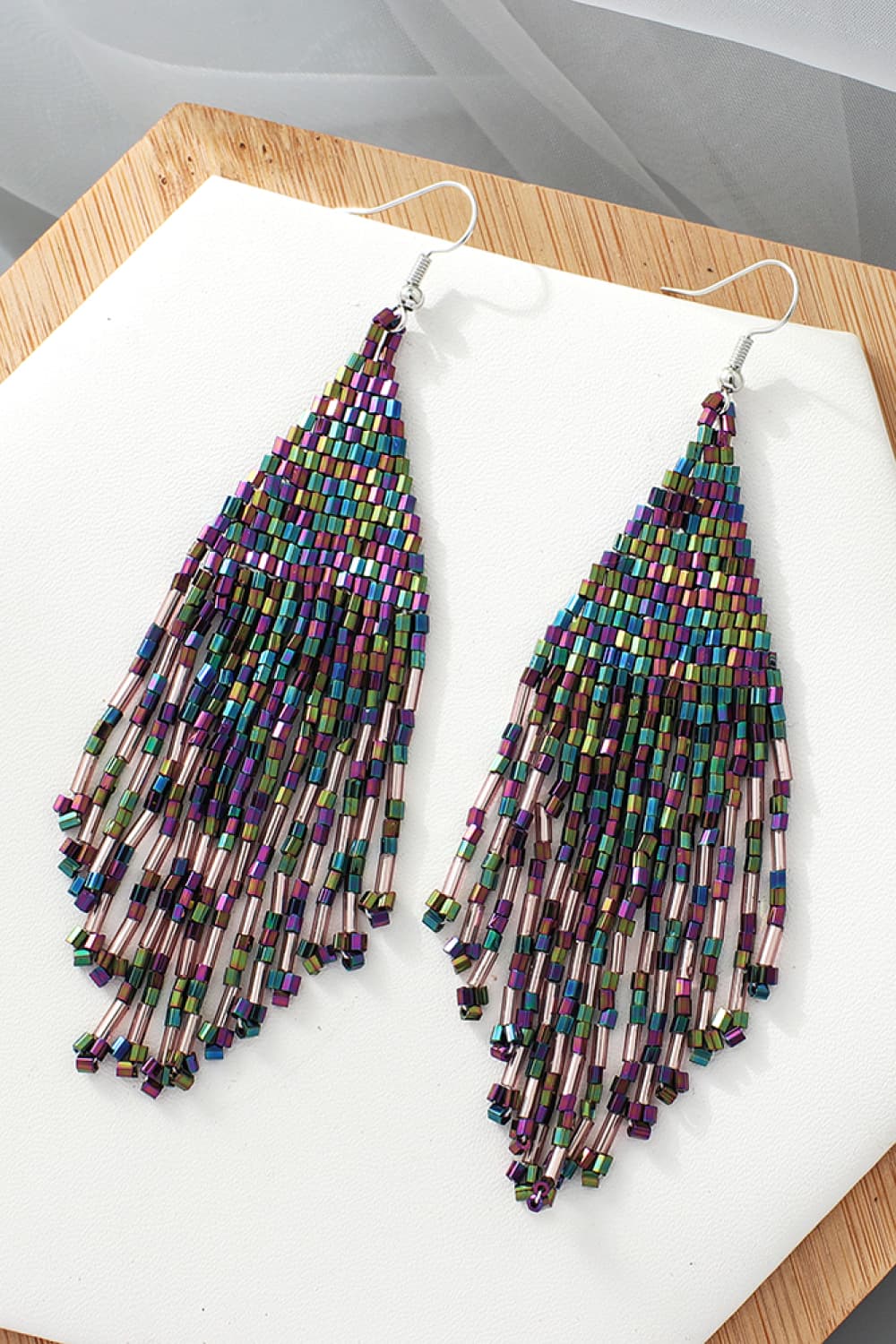 Metallic Beaded Dangle Earrings