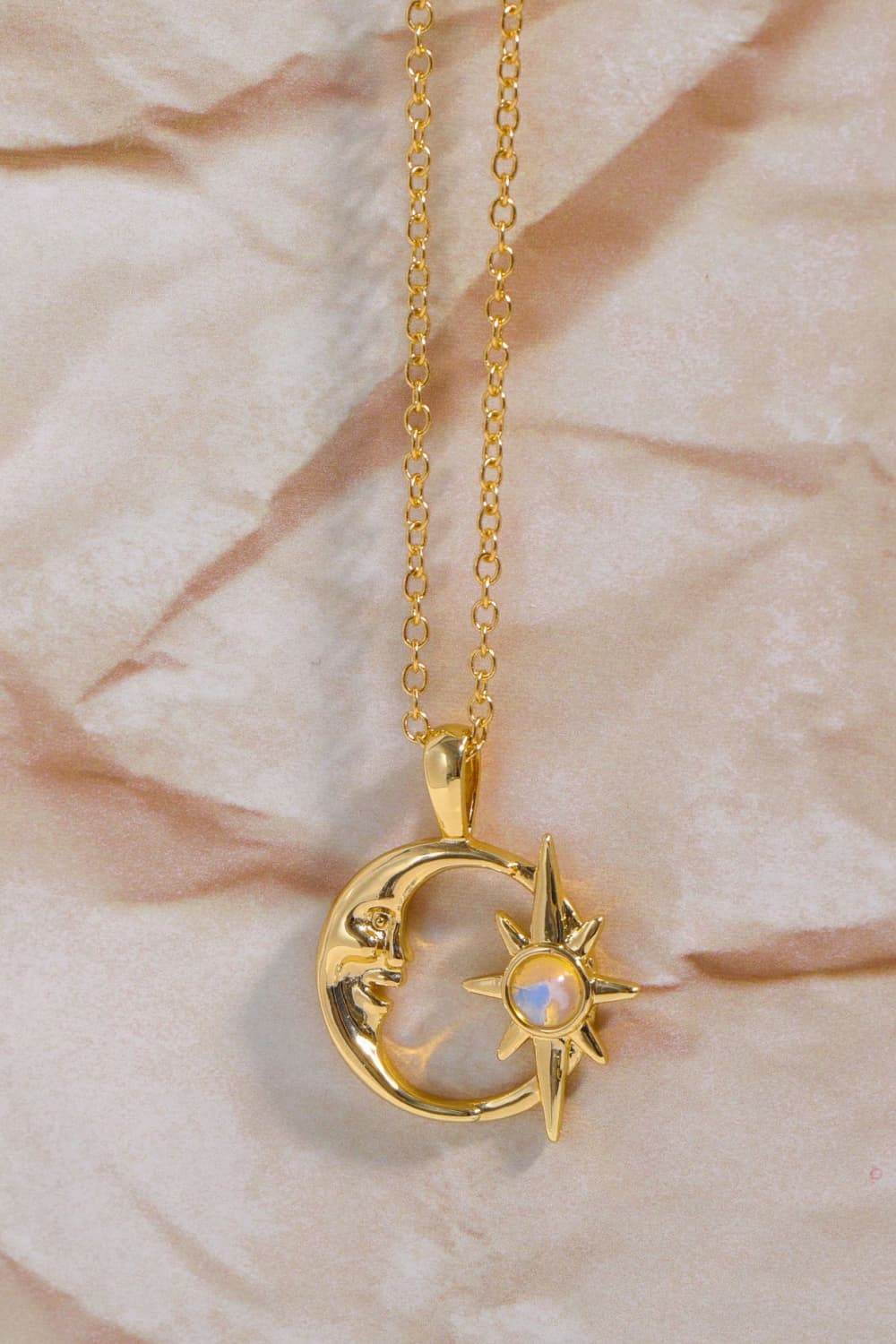 Opal Moon & Star 14K Gold-Plated Pendant Necklace