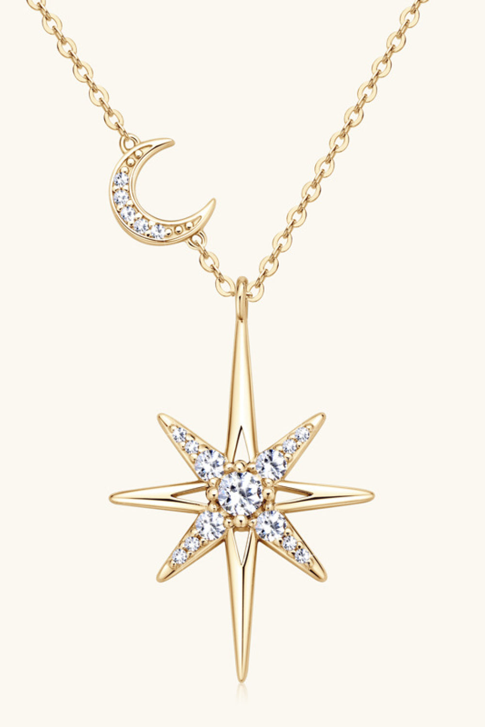 Moon Star Moissanite Necklace