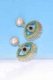 Evil Eye Protection Rhinestone Dangle Earrings