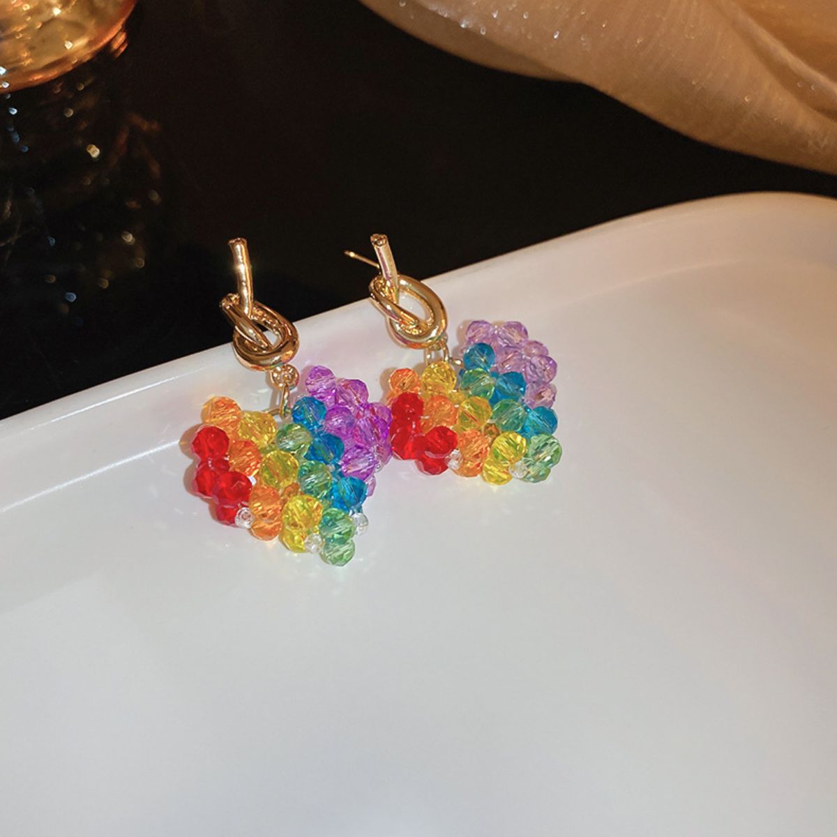 Rainbow Crystal Bead Earrings