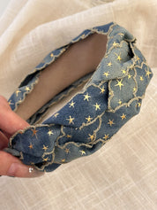 Denim Star Braided Headband