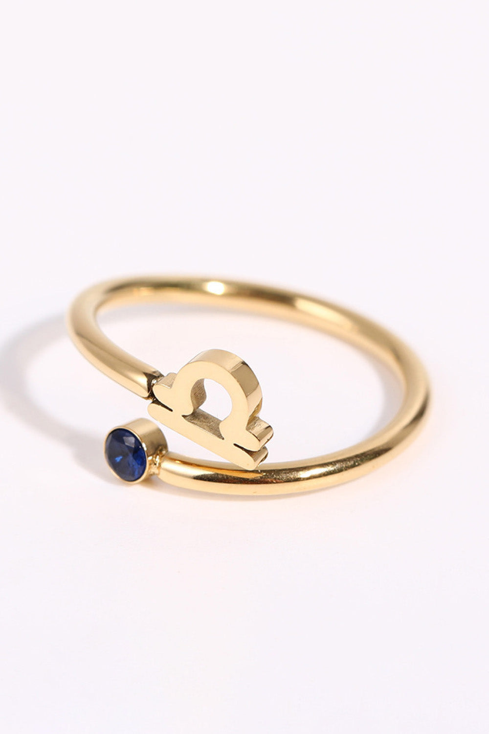 Minimalist Zodiac Gemstone 18K Gold-Plated Bypass Ring