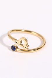 Minimalist Zodiac Gemstone 18K Gold-Plated Bypass Ring