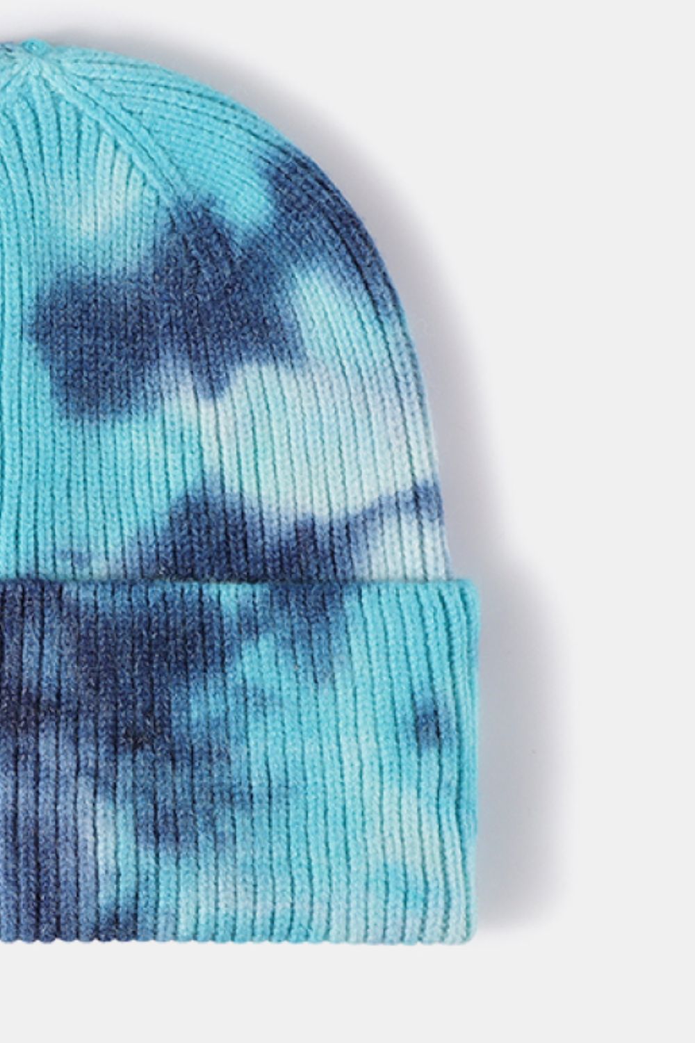 Bi-Color Tie-Dye Cuffed Rib-Knit Beanie