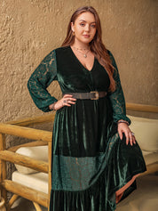 Peek-A-Boo Velvet and Lace Midi Dress