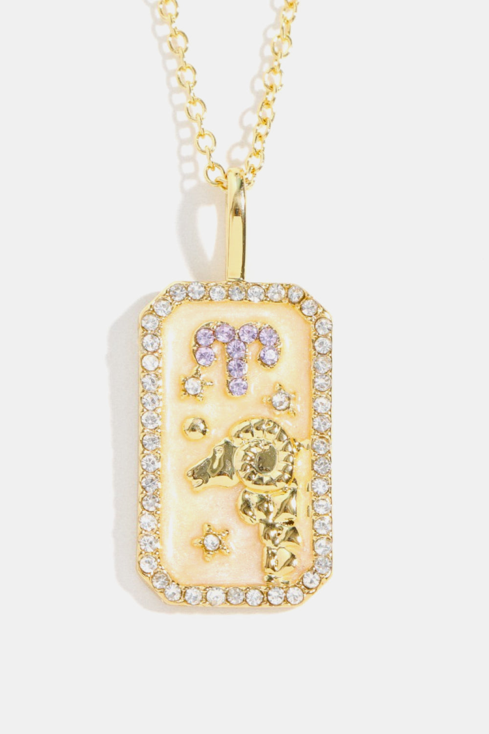 Rhinestone Zodiac Constellation Pendant Copper Necklace