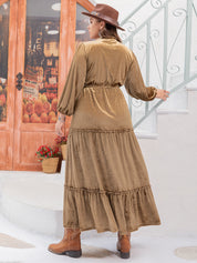 Belinda Tie Neck Long Sleeve Velour Dress