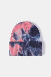 Bi-Color Tie-Dye Cuffed Rib-Knit Beanie