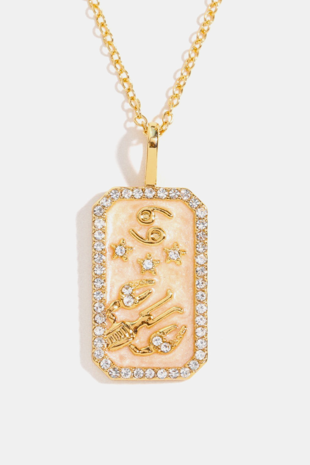Rhinestone Zodiac Constellation Pendant Copper Necklace