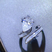Serpentine 3 Carat Moissanite 925 Sterling Silver Bypass Ring