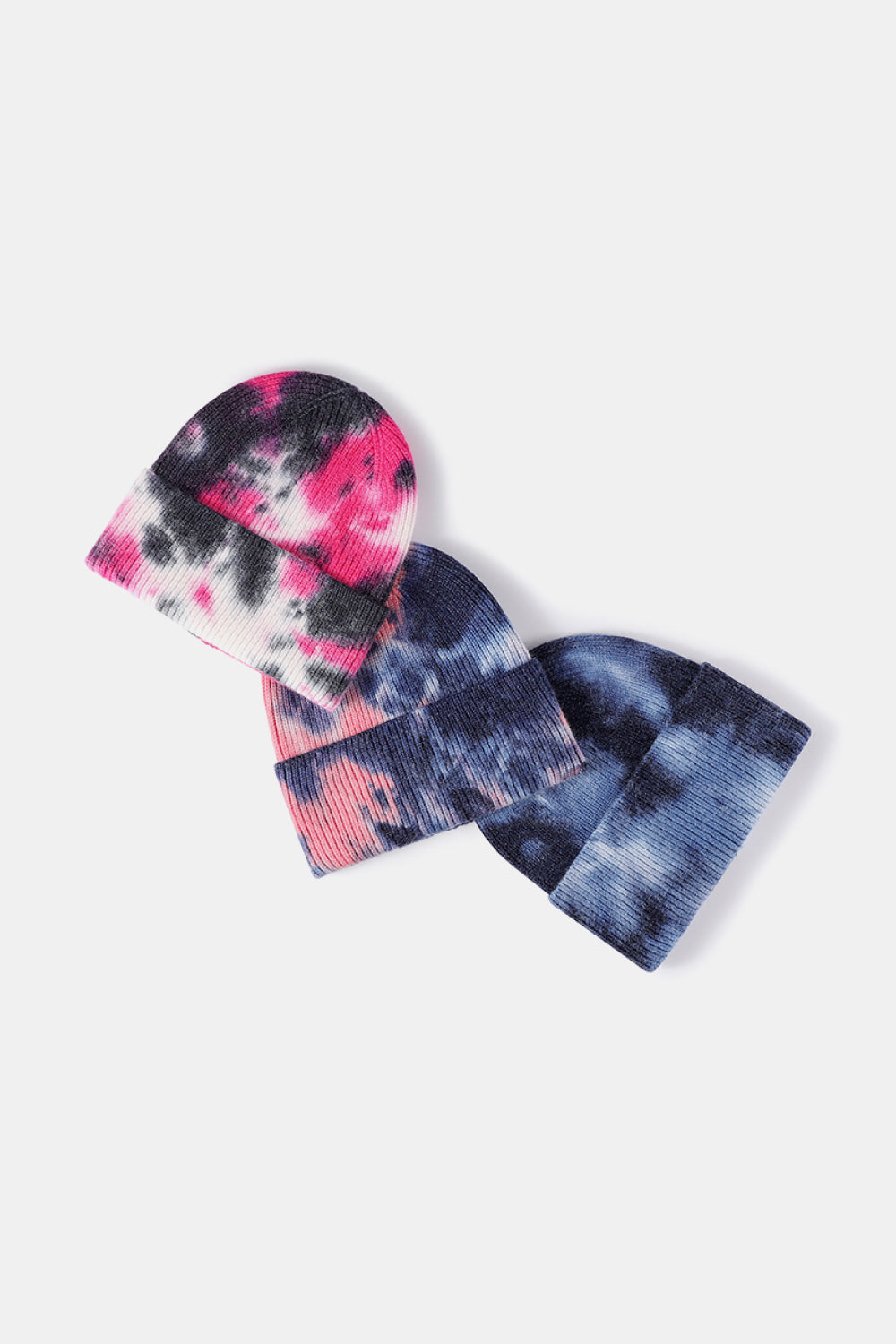 Bi-Color Tie-Dye Cuffed Rib-Knit Beanie