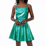 Laser Holographic Criss Cross Mini Dress