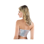 Holographic Metallic Bandeau Tube Top