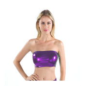 Holographic Metallic Bandeau Tube Top