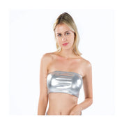 Holographic Metallic Bandeau Tube Top