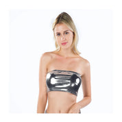 Holographic Metallic Bandeau Tube Top