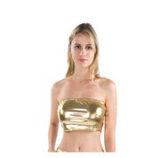 Holographic Metallic Bandeau Tube Top