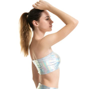 Holographic Metallic Bandeau Tube Top