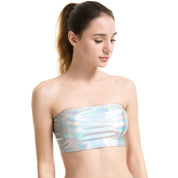 Holographic Metallic Bandeau Tube Top