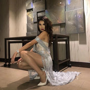 Starlit Goddess Sequined High Split Gown