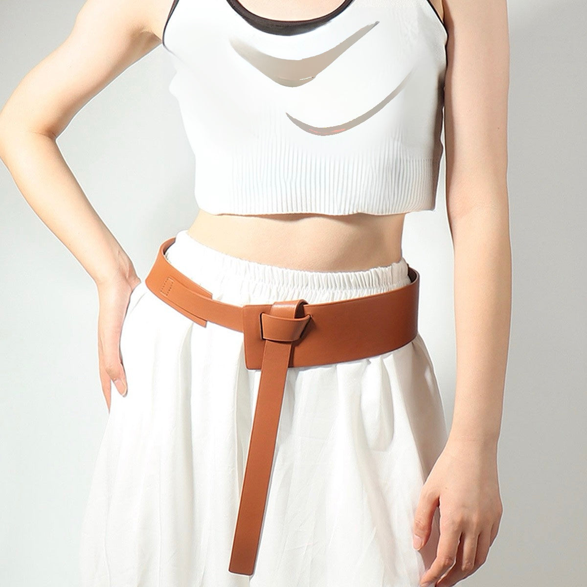 Lap of Luxury Knot Detail Faux Leather Belt