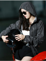 Low Key Holographic Reflective Water Resistant Motorcycle Windbreaker Jacket