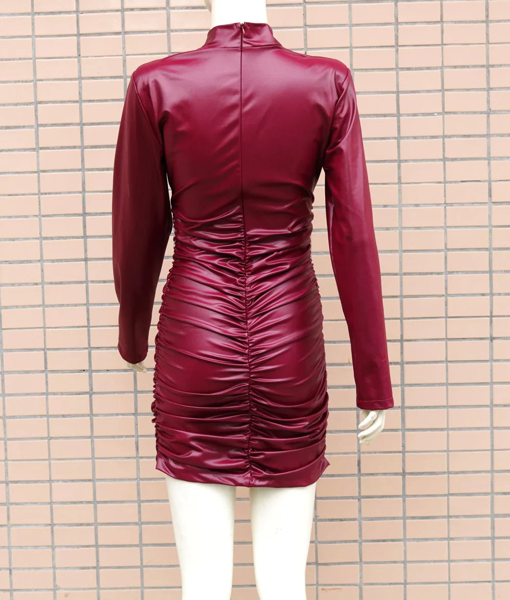 Faux Eva Leather Bodycon Dress