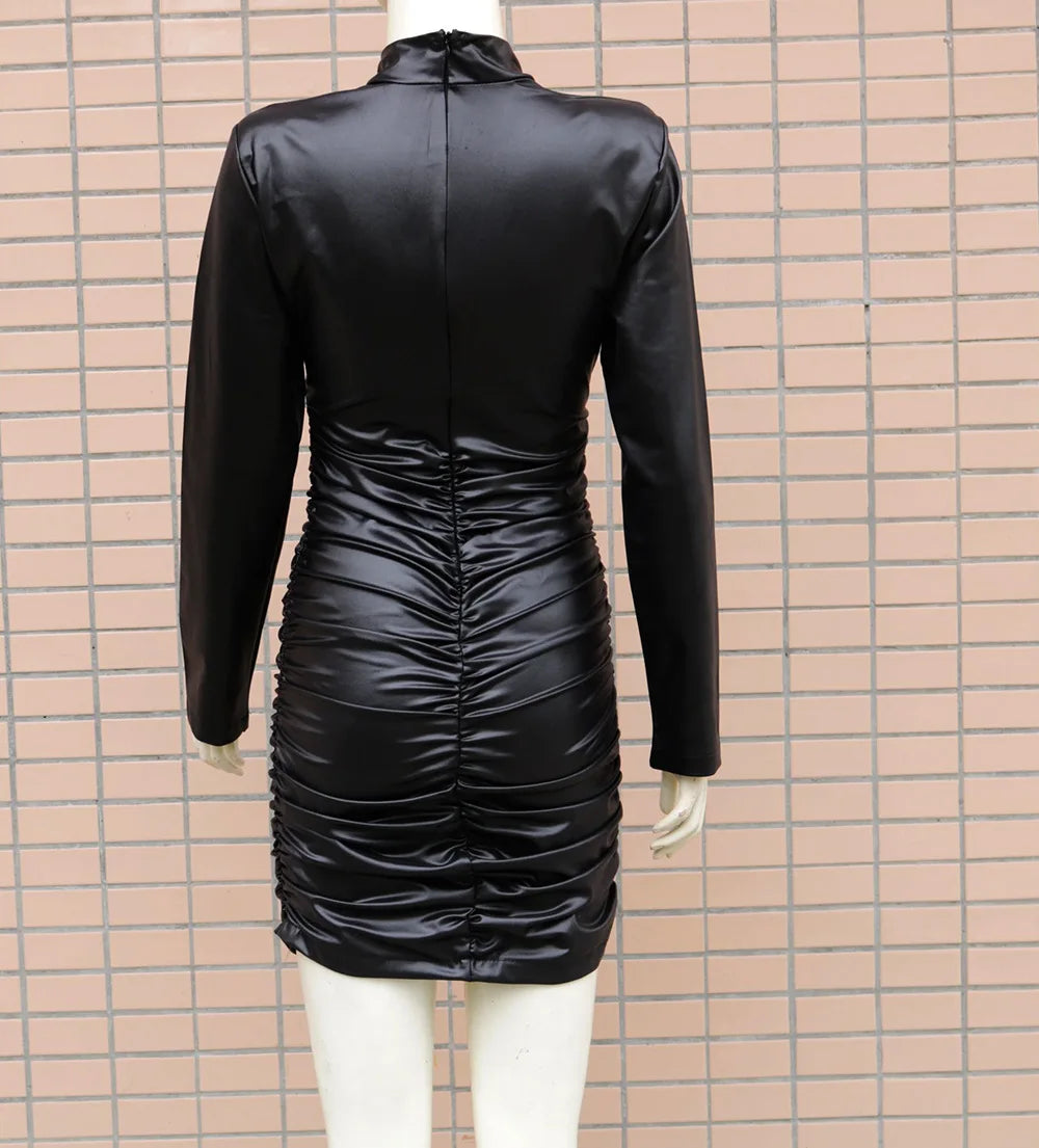 Faux Eva Leather Bodycon Dress