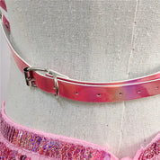 Femme Fatale Holographic Chain Harness Top + Sequins Skirt Outfits