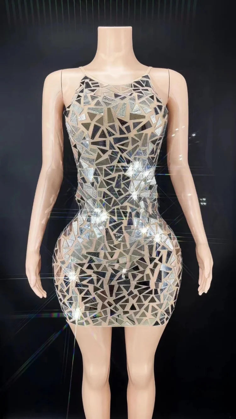 Mirror Mirror Faux Glass Mini Dress