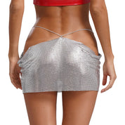 Leia Low Waist Metal Mesh Micro Skirt