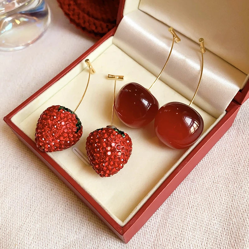 Fruitilicious Cherry Strawberry Earrings