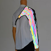 Low Key Asymmetric Design Reflective One Shoulder Sleeve