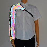 Low Key Asymmetric Design Reflective One Shoulder Sleeve